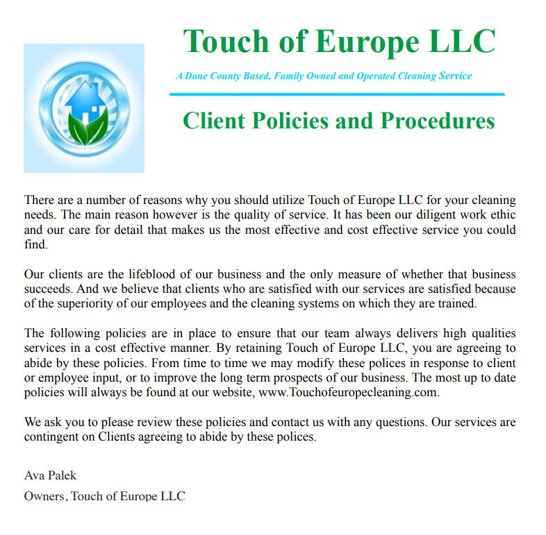 client policies and procedures